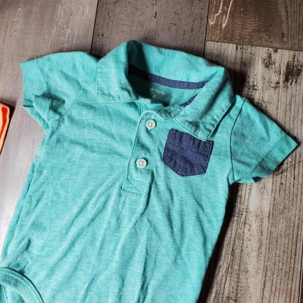 Carter's 6m Baby Boy Polo Short Sleeve Top Bundle Teal Orange NWOT
